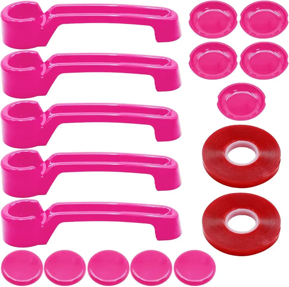 SYOWADA 15 PCS Door Handle Covers Kits, Exterior Door Bowl Trim, Replacement for Wrangler JK JKU 2-Door 4-Door Handles 2007-2018 (Pink)