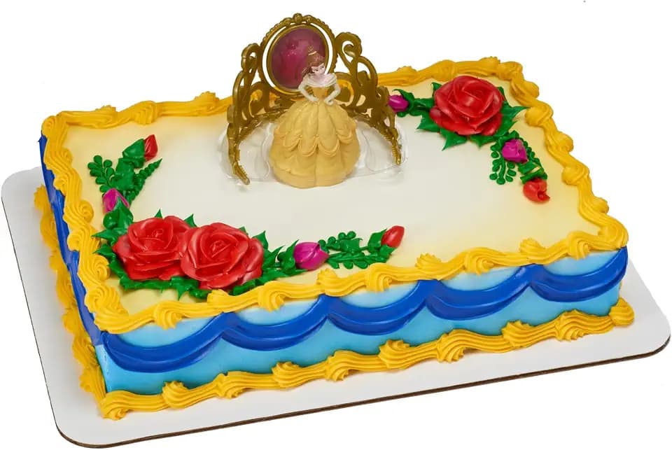 Disney Princess Belle Cake Topper | 2 Piece Birthday Party Decoration Set