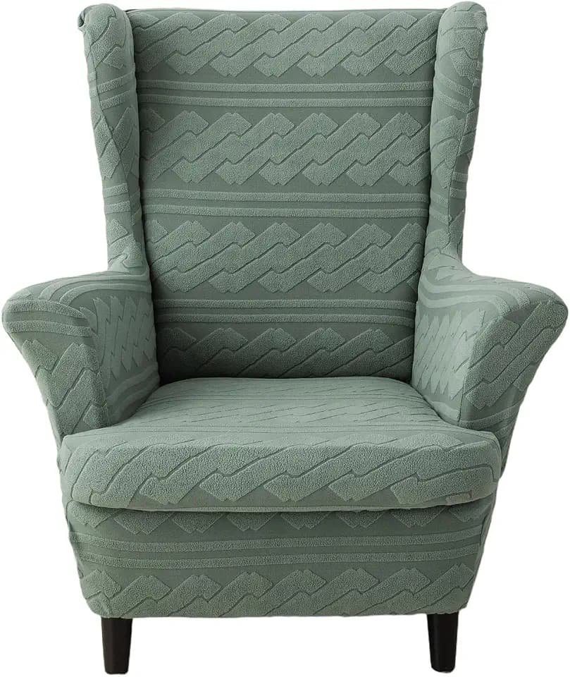 KRFOONN Stretch Wing Chair Slipcovers 2 Piece Wingback Chair Covers,Color68