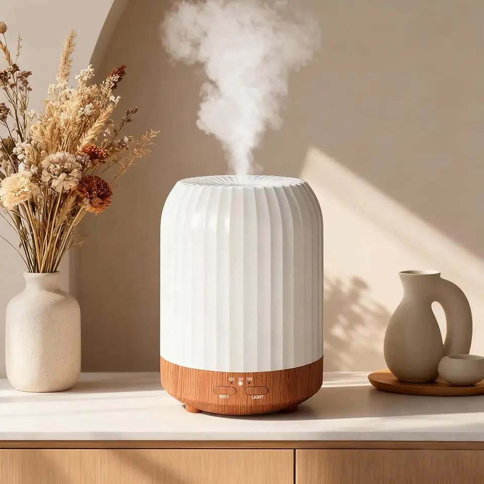 Aroma Diffuser Ätherische Öle, Raumduft Diffuser mit 7 Farbigem LED Licht, Automatische Abschaltfunktion bei Unzureichendem Wasserstand，Duftöldiffusoren Ultraschall Luftbefeuchter(250ML)