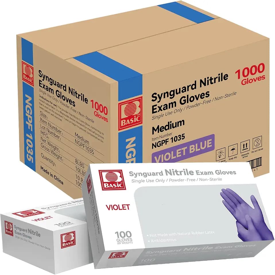 Jointown Basic Nitrile Exam Gloves, Violet Medical Gloves Disposable Latex Free Powder-Free For Exam, Food Prep Cleaning