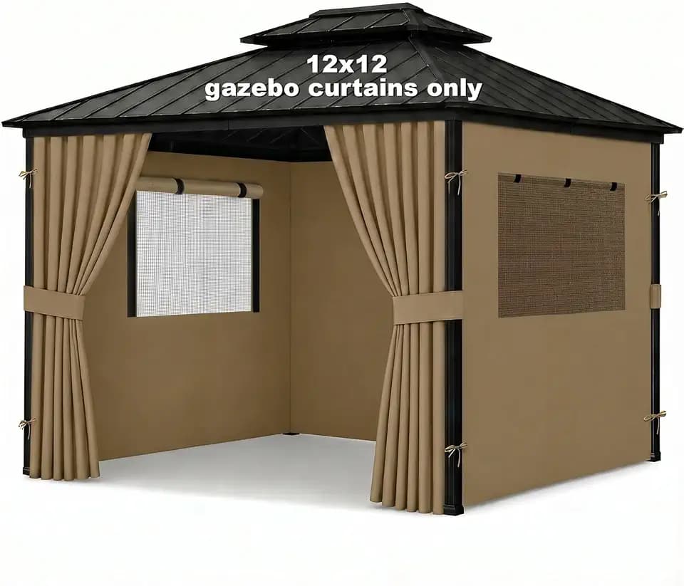 Gazebo Privacy Curtains (Khaki, 12'x12' 2WIN)