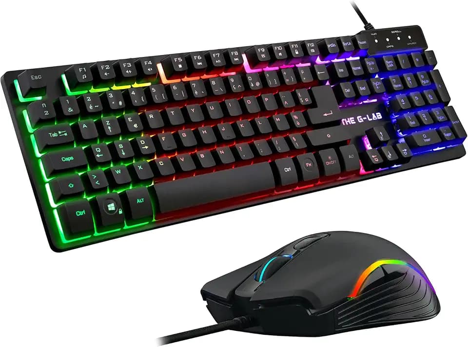 Combo Krypton - The G-Lab - Pacchetto Tastiera E Mouse Da Gioco Retr? Cablati - Illuminazione Rgb
