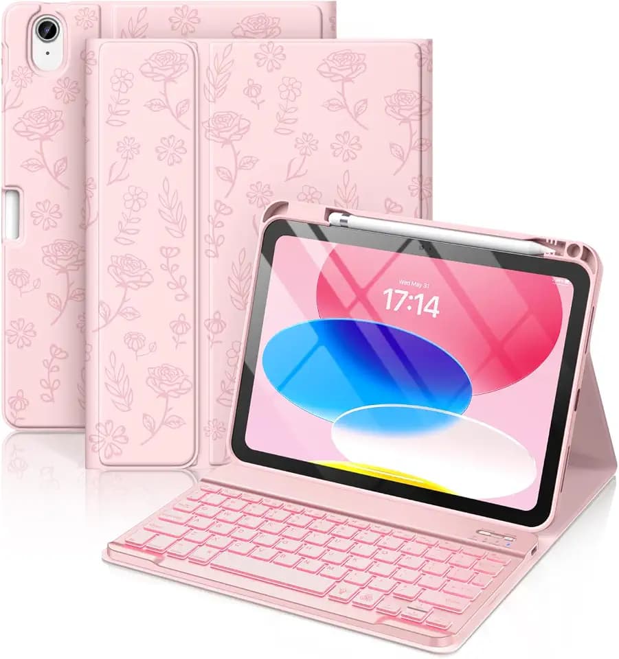 Hamile for iPad A16 11th 10th Generation Case with Keyboard - Wireless