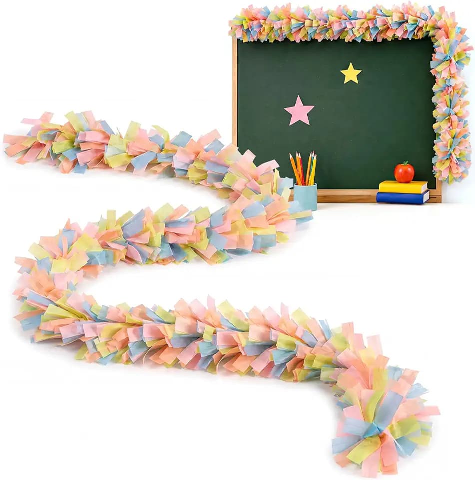 Engrowtic 19.7 ft 3D Fluffy Pastel Bulletin Board Border for Classroom