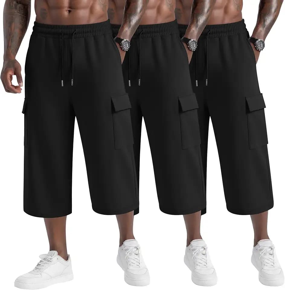 Neer 3 Pack Men's Big and Tall Capri Cargo Pants