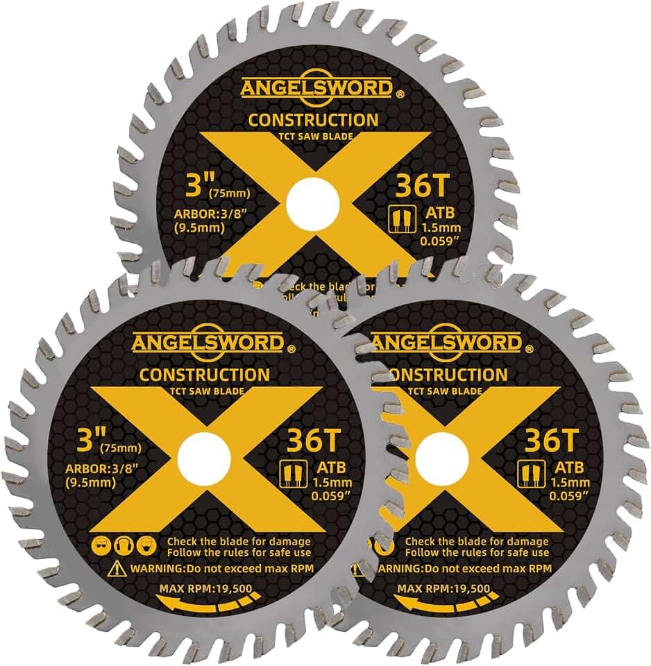 ANGELSWORD 3“ Cirular Saw Blade for Wood, Cut Off Tool Blade, 3pc 36T
