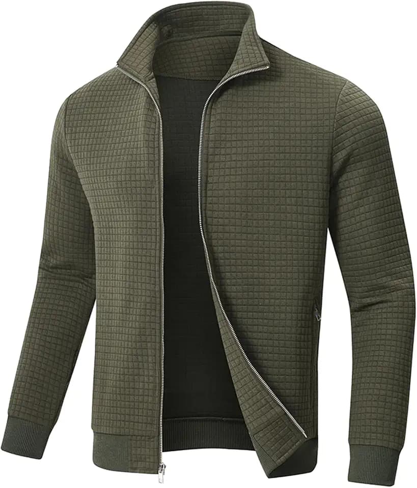 Huayuzh Mens Lightweight Jacket Casual Outdoor Windbreaker Stand Collar Jacket Sport Hiking Running with Zip Pockets