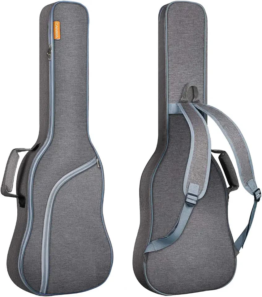 CAHAYA Acoustic Guitar Case Waterproof Hardshell 0.8in Thick Padding Waterproof PU Design Easy Cleaning with 3 Pockets and Storage Box Inside Guitar Hard Case for 40 inch Acoustic Guitar