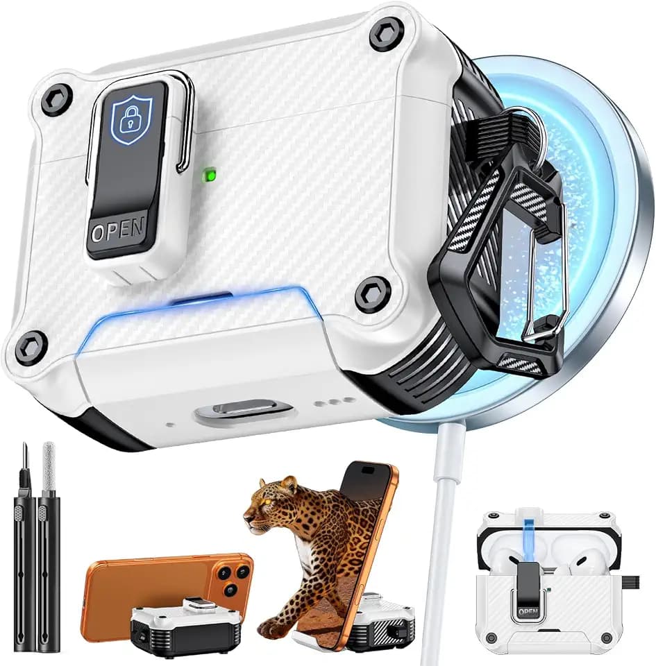 Inesore for AirPods AirPods Pro 1st/2nd Case with Secure Lock (White)