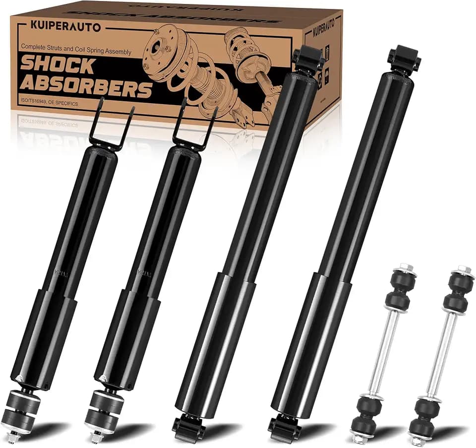 KUIPERAUTO 6Pcs Shock Absorber Sway Bars Compatible for 1999-2006 Chevy Silverado GMC Sierra 1500 Only Fit 4WD w/Coil Spring Stabilizer Sway Bar Shocks 4344381 437152 K80631 Front and Rear