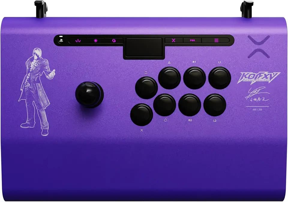 PDP Victrix Pro FS Playstation Fight Stick for PS4, PS5, PC, Durable Aluminum, Sanwa Denshi Buttons, Ergonomic Wrist Slope, Detachable Joystick, Tournament Grade for Fighting Games KOF Iori