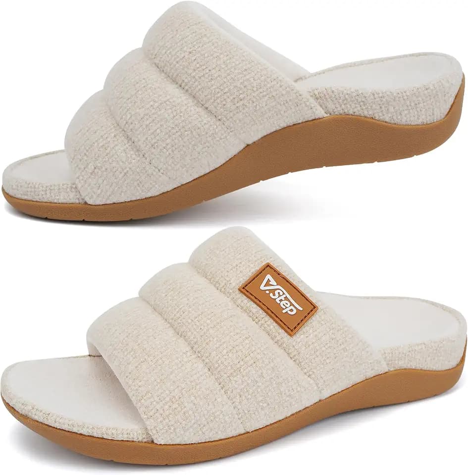 V.Step Women Plantar Fasciitis Orthotic Slippers Arch Support Open Toe Home