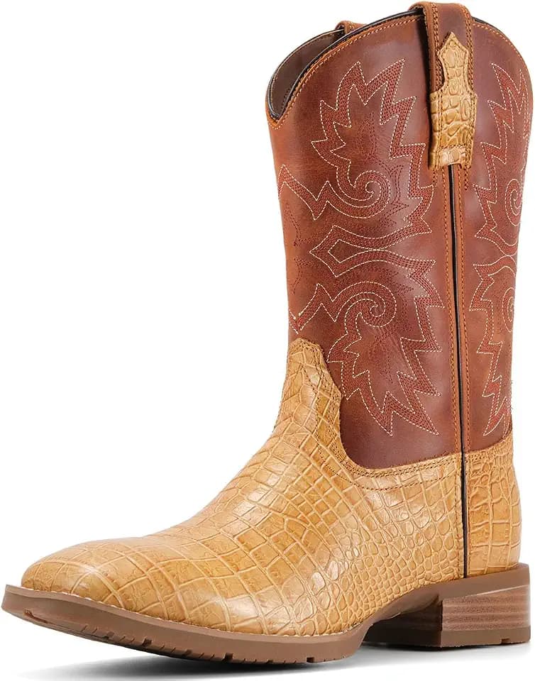 SUREWAY Cowboy Boots For Men, 10 Inch Pull on Square Toe Western Boot