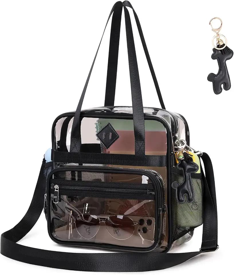 PIG PIG GIRL Clear Tote Bag, 12x6x12 Clear Bag for Stadium Events See Through Bag for Women Transparent Concert Bag