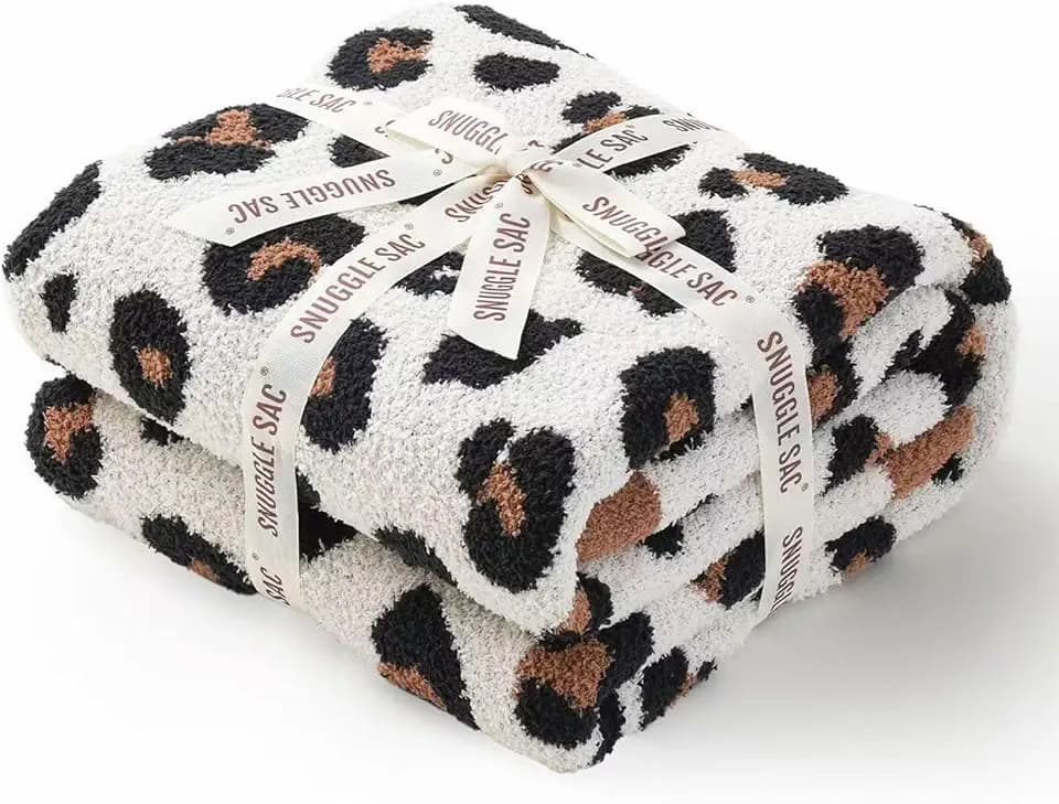 Snuggle Sac Leopard Throw Blanket for Couch Bed Sofa 50x60 inches, Orange Brown Leopard Blanket Ultra Soft Cozy Blankets for Women Mothers Birthday Gifts