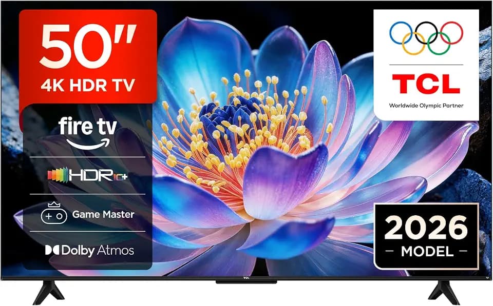 TCL 50V6D 50 Zoll, 4K UHD, Smart TV, Fire TV, HDR10+, Dolby Atmos, DTS:X, Game Master, Motion Clarity, AirPlay 2, Kompatibel mit Alexa
