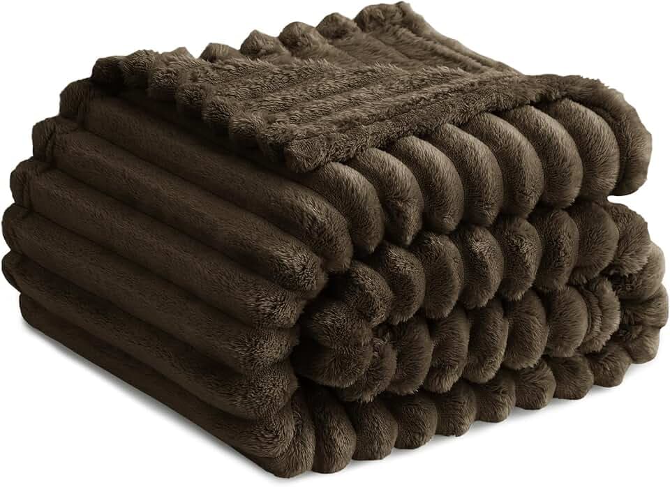 RUIKASI Kuscheldecke Flauschig Decke Braun - 150x200cm Fleecedecke Sofadecke Couchdecke für Wohnzimmer Deko Tagesdecke Blanket, Weiche Wolldecke Warme Korddecke als Wohn- & Kuscheldecken