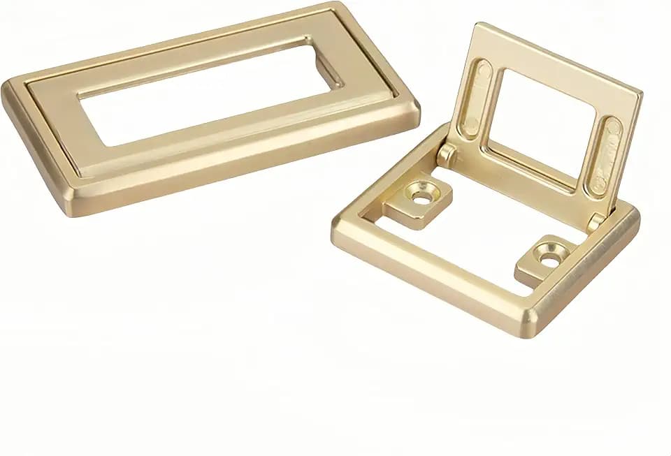 2 Pcs Aluminium Alloy Flip Handle Hidden Door Pull Handles Recessed Drawer Knob for Windows Cabinets Furniture Door W/Screws (Gold, Hole Distance: 96mm)