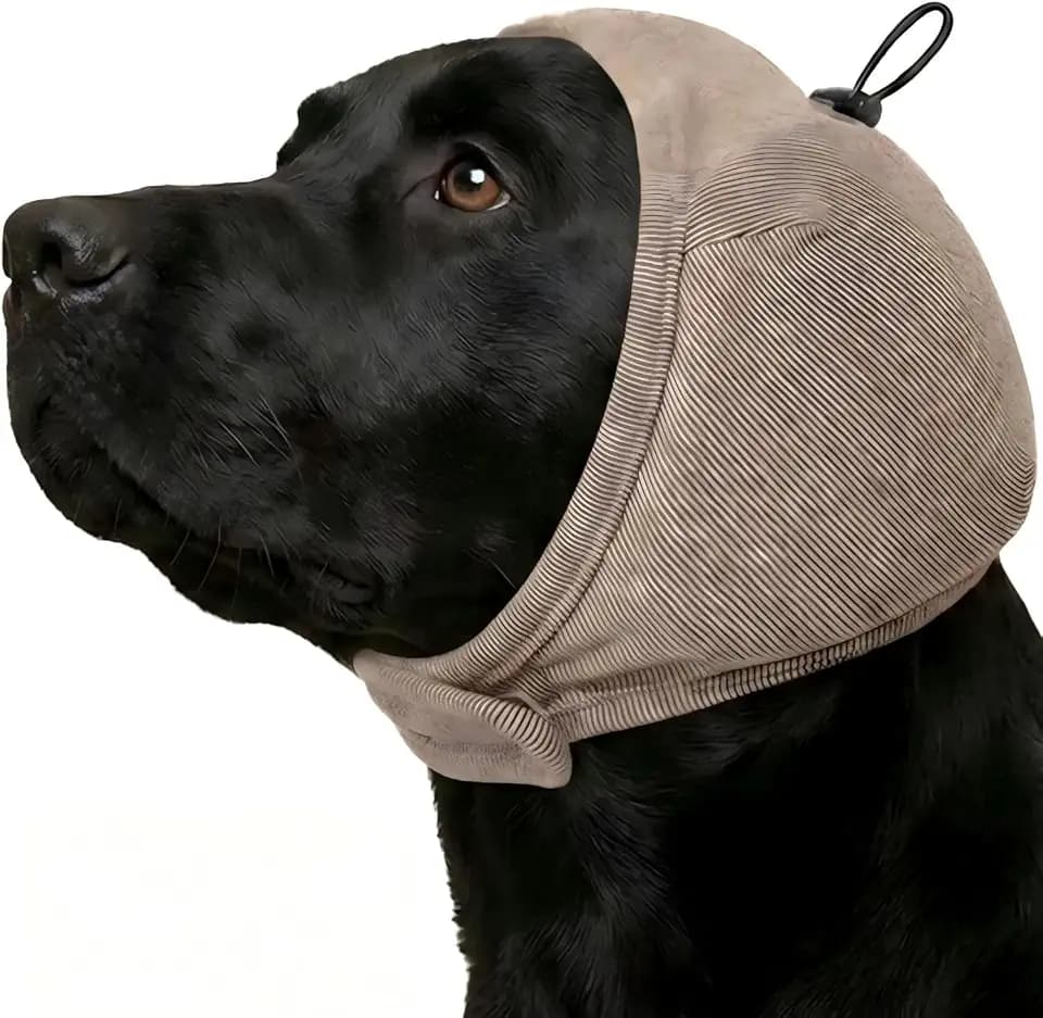 IECOii Hunde Ohrenverband,Hund Kopfband,Kopfschütteln verhindern,Braun,L