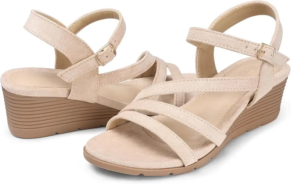 SHIBEVER Wedge Sandals for Women Dressy: Comfortable Low Heel Sandal
