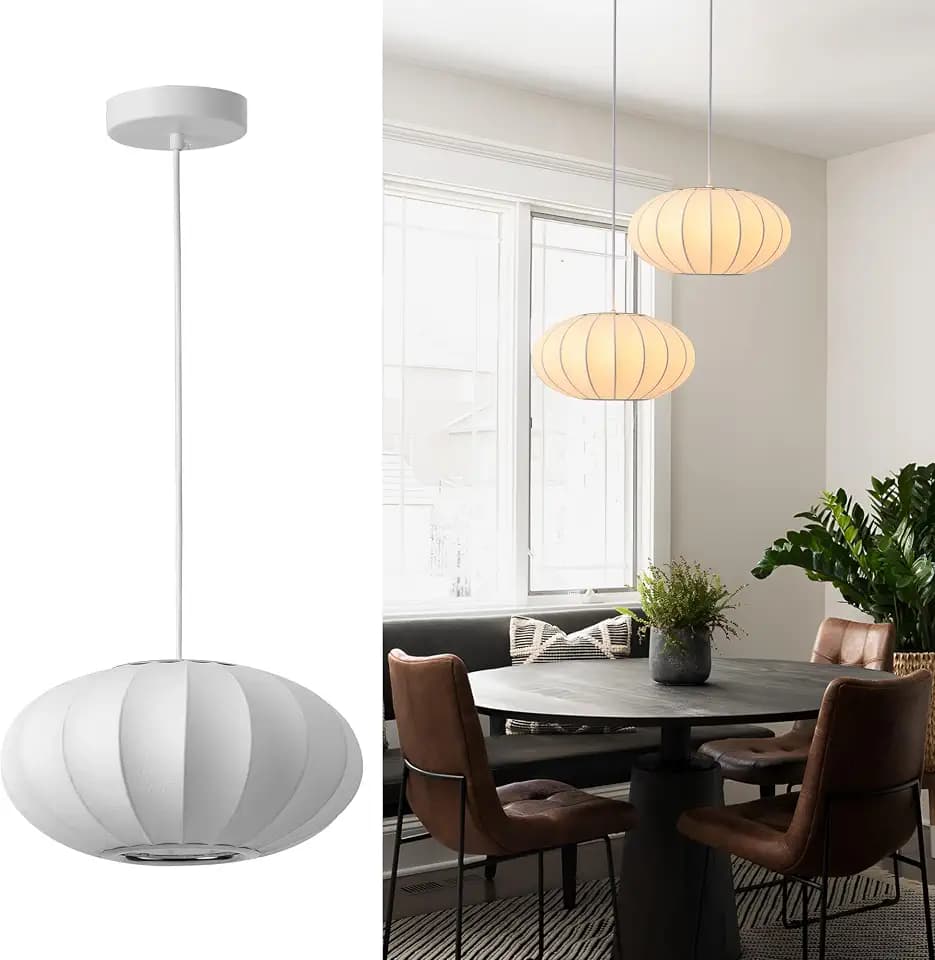 11.5in Small Bubble Pendant Light, Saucer White Imitation Silk
