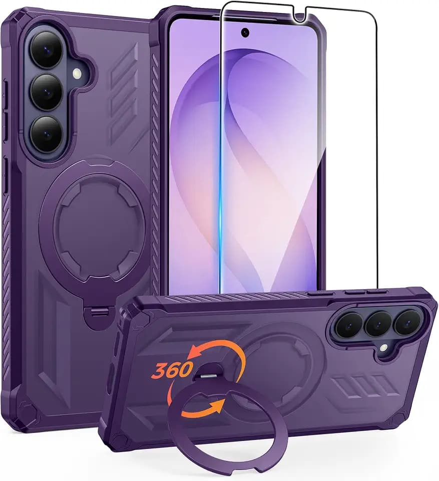 FNTCASE for Samsung Galaxy S26 Case with 360 Spin Magnetic Stand