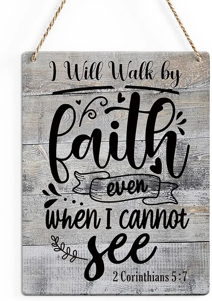 Christian Bible Verse Wall Art Inspirational Religious Gifts Vintage Scripture Hanging Wall Decor Wood Sign for Home Office Living Room Bedroom Kitchen Bathroom
