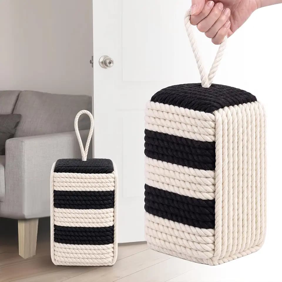 MorningRo Rope Door Stop, 8.8 lb Heavy Weighted Door Stopper with Handle