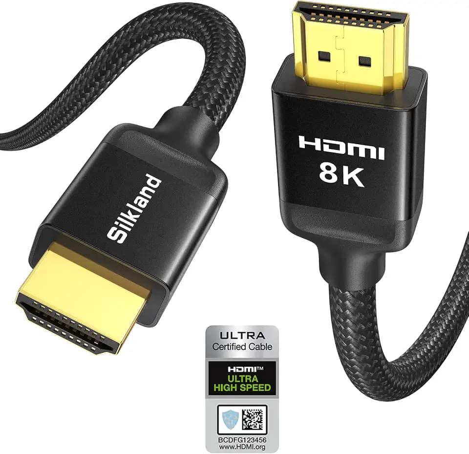 Silkland Certified HDMI 2.1 Cable 10FT, 48Gbps 10K 8K HDR Braided HDMI Cord