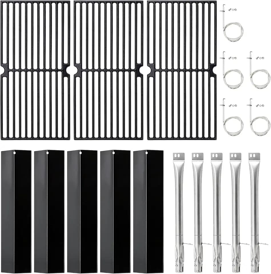 Criditpid Grill Replacement Parts for Brinkmann 810-2511-S 810-2512-S, Grill Grates, Heat Plate, Grill Burner Repair Kit for 810-2511-S 810-2512-S Brinkman Grill Parts.