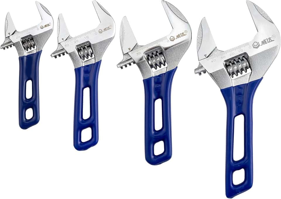 1 Piece Wide Opening Adjustable Wrench with Short Handle 6 inch,Chrome Vanadium Steel Forged Stubby Adjustable Wrench Spanner