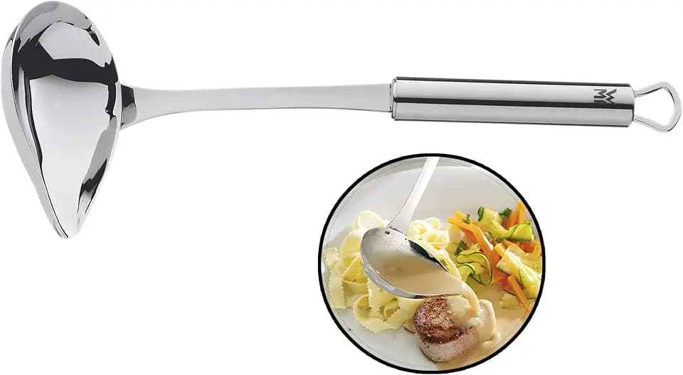 WMF Profi Plus Saucenlöffel 28 cm, Soßenkelle mit Schnaupe, Soßenlöffel Cromargan Edelstahl teilmattiert, Suppenkelle spülmaschinengeeignet