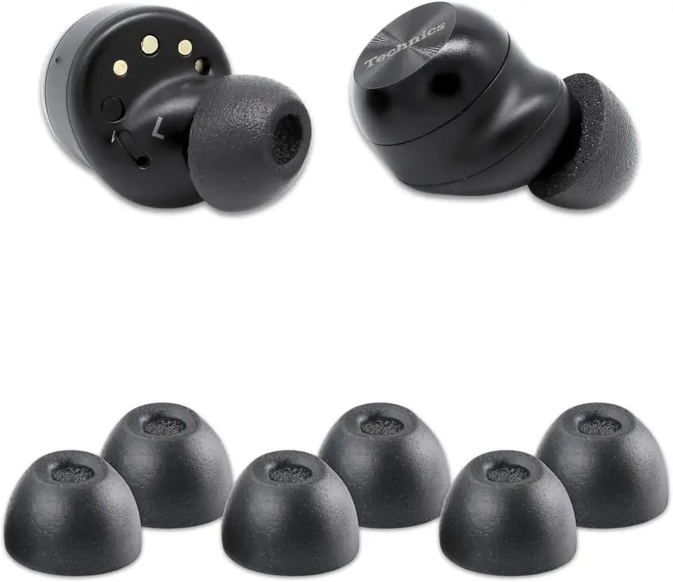 Comply TWo-220-C Memory Foam Replacement Earbud Tips, Black, Large
