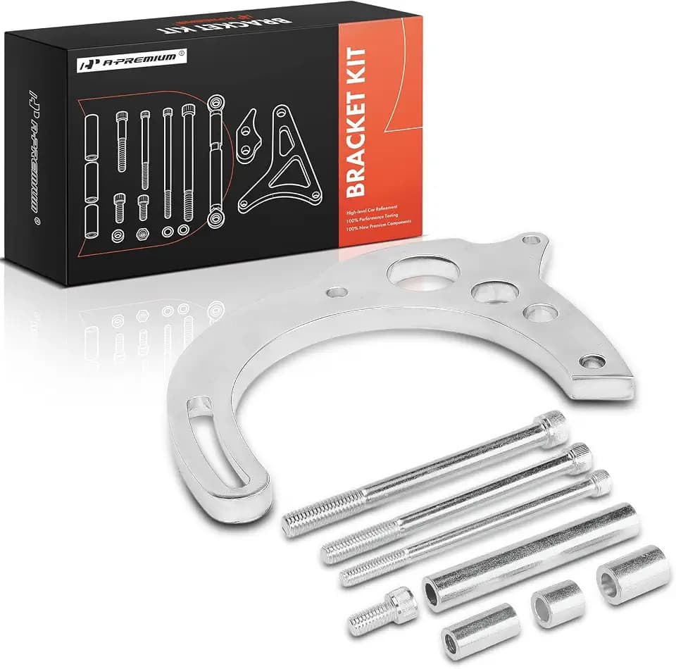 A-Premium Polished Aluminum Alternator Bracket Kit