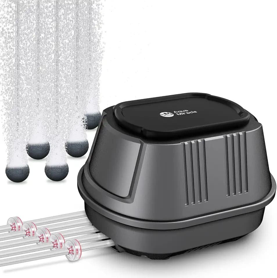 AquaMiracle Aquarium Air Pump 3W/6W/10W, Super Quiet Powerful Fish Tank Air Pump with Double-Layer Sound Insulation, Adjustable Pond Aerator Pump, High Efficiency Oxygen Supply for Aquariums