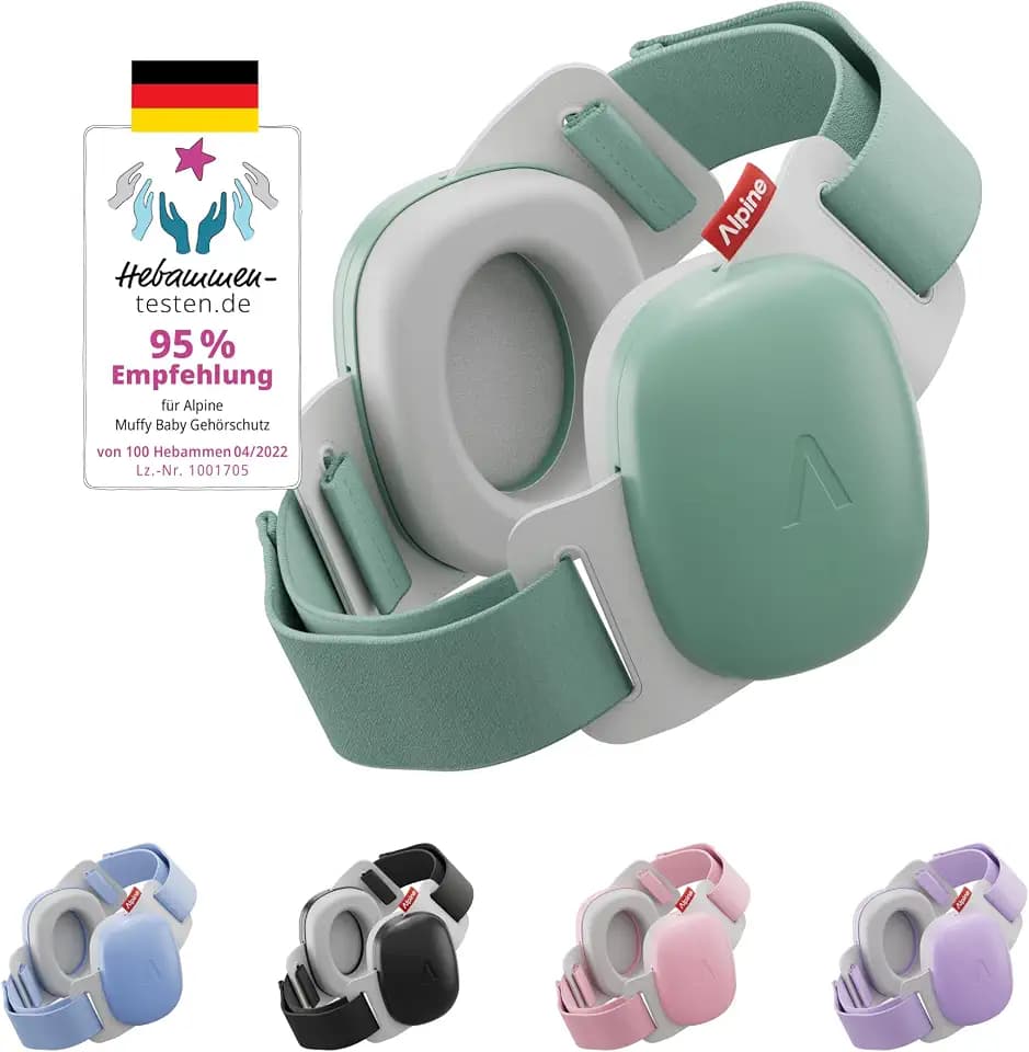 Alpine Muffy Baby Gehörschutz Kopfhörer, 24dB, bis 5 Jahre, Grün