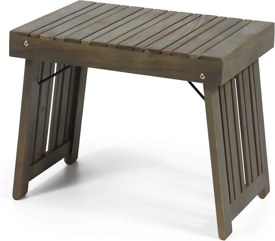 Christopher Knight Home Howard Outdoor Acacia Wood Folding Side Table, Gray Finish