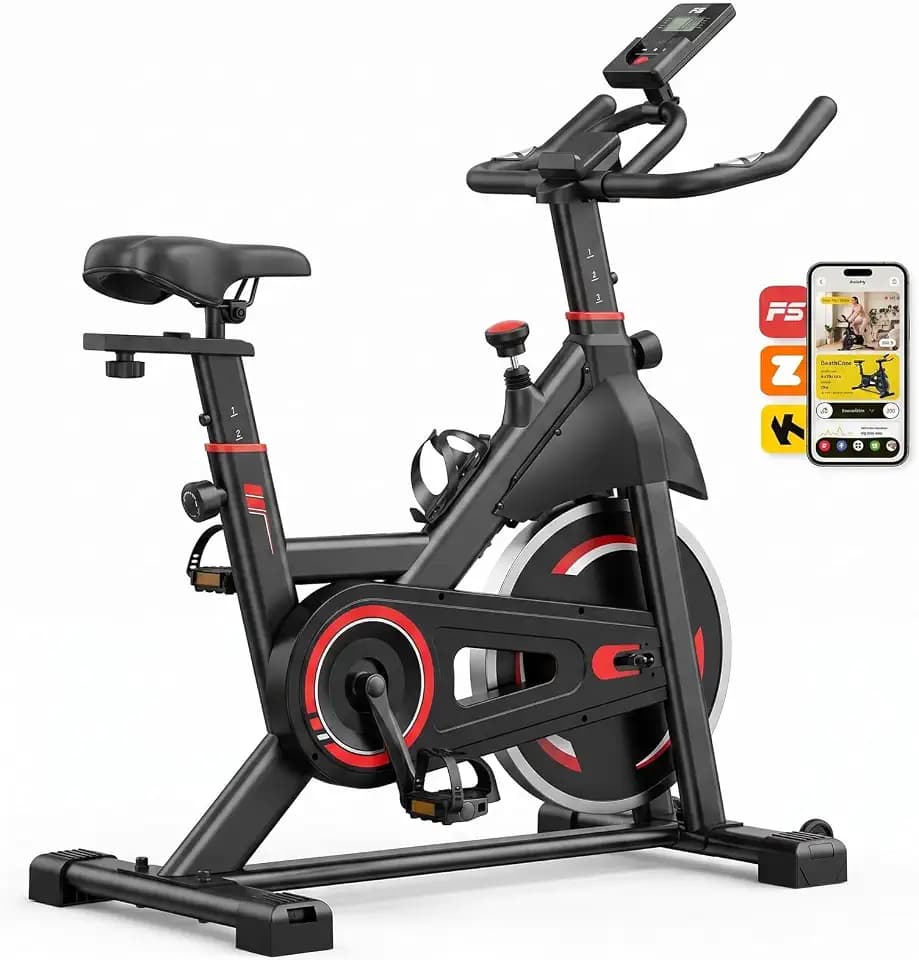 Exercise Bike with APP, Stationary Bikes for Home, Workout Bike for Adults & Seniors, Cycle Machine, Adjustable Height and Resistance, Low Noise, 265lbs Weight Capacity, Easy Assembly