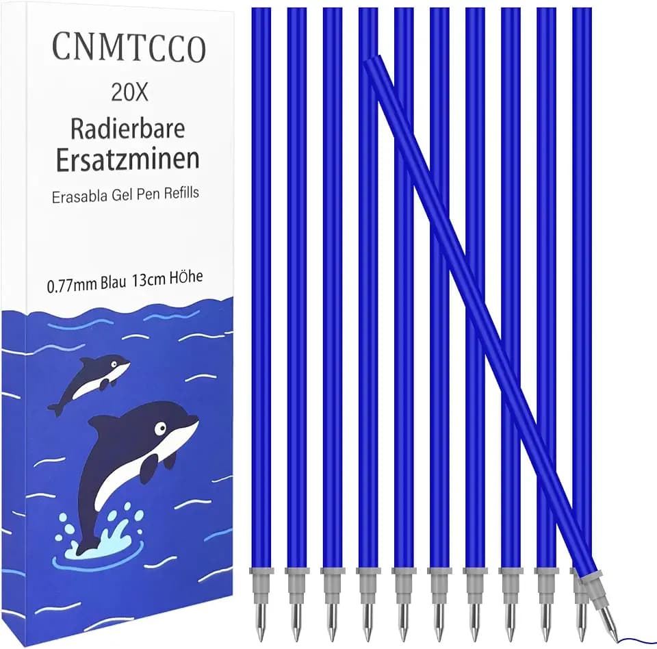 CNMTCCO 20x Ersatzminen Blau - Kompatibel Mit Legami Stifte - Spitze 0,7mm,Höhe 13 cm, Radierbare Tintenrolle