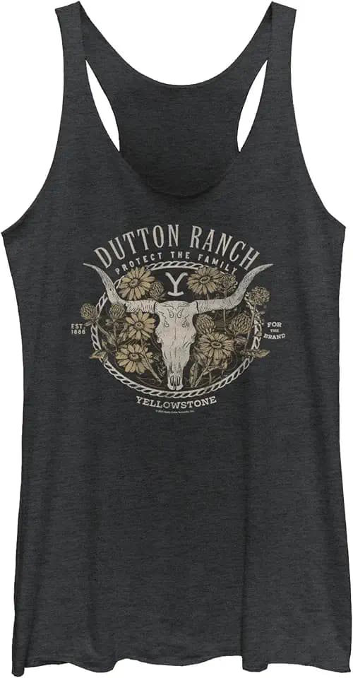 Y Yellowstone Womens Yellowstone Dutton Ranch Floral Women's Racerback Tank Top