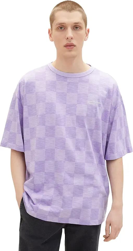 TOM TAILOR Denim Herren Oversize T-Shirt mit Karo-Muster