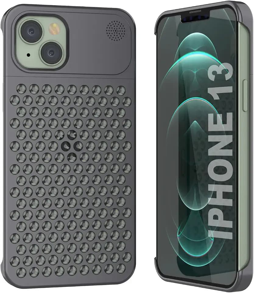 PunkCase for iPhone 13 Aluminum Alloy Case [Fortifier Extreme Series] Ultra Durable & Lightweight Metal Cover W/Aromatherapy Feature & Borderless Design for iPhone 13 (6.1") [Grey]