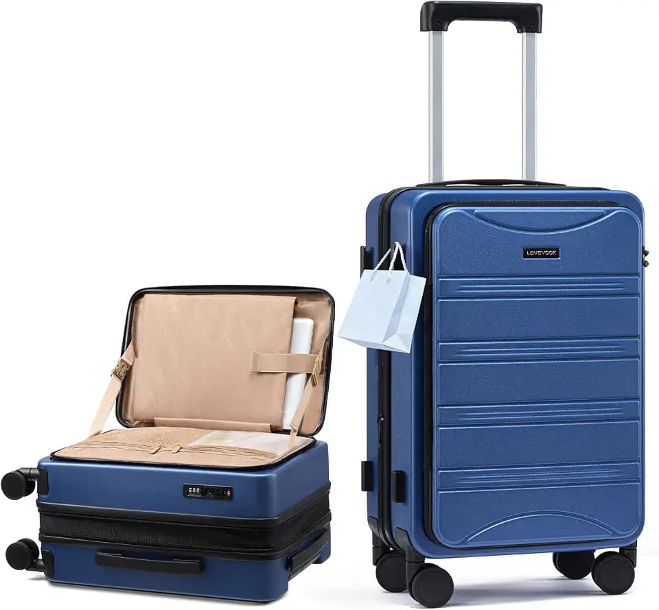 LOVEVOOK Carry On Luggage Airline Approved,20 Inch Expandable Hard Shell Suitcase with Spinner Wheels,Small Rolling Carry-on Suitcases with TSA Lock & Cup Holder