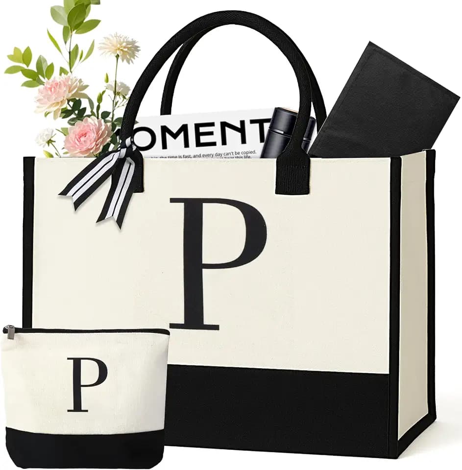Personalized Canvas Tote Bag, Monogrammed Gift for Women