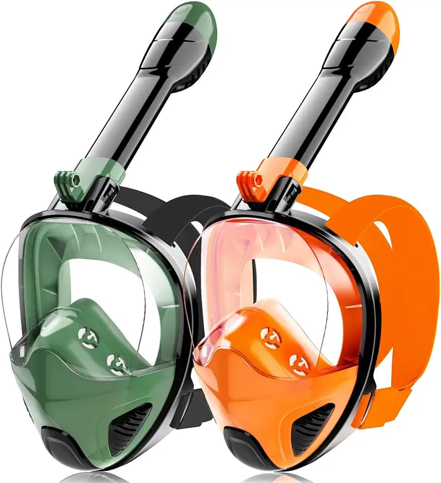 Full Face Snorkel Mask for Adults Teen, Snorkeling Gear with Detachable Camera Mount, Panoramic 180° View, Anti-Fog Anti-Leak Snorkling Set for Man and Women