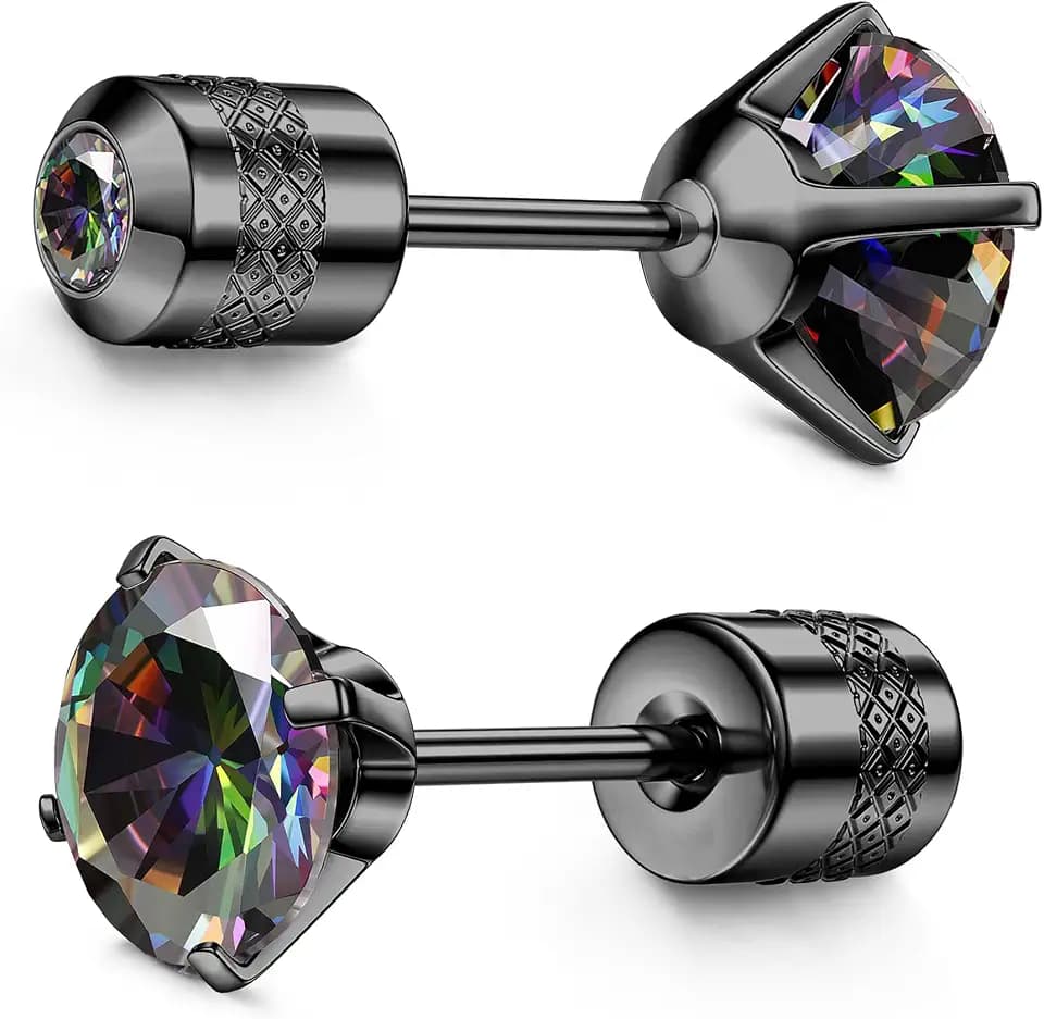 Subiceto 1 Pair Titanium Stud Earrings for Women Men Hypoallergenic