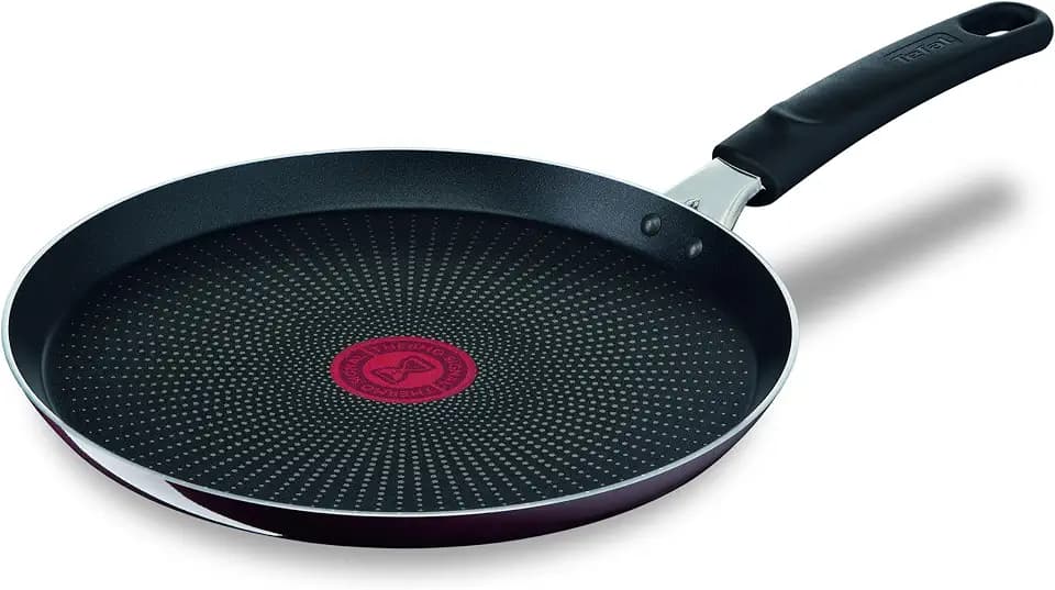 Tefal Resist Intense Crêpepfanne 25 cm, Pancake Pfanne mit Antihaftversiegelung, widerstandsfähig, nicht induktionsgeeignet, Thermo-Signal bei idealer Brattemperatur, einfache Reinigung, D52210