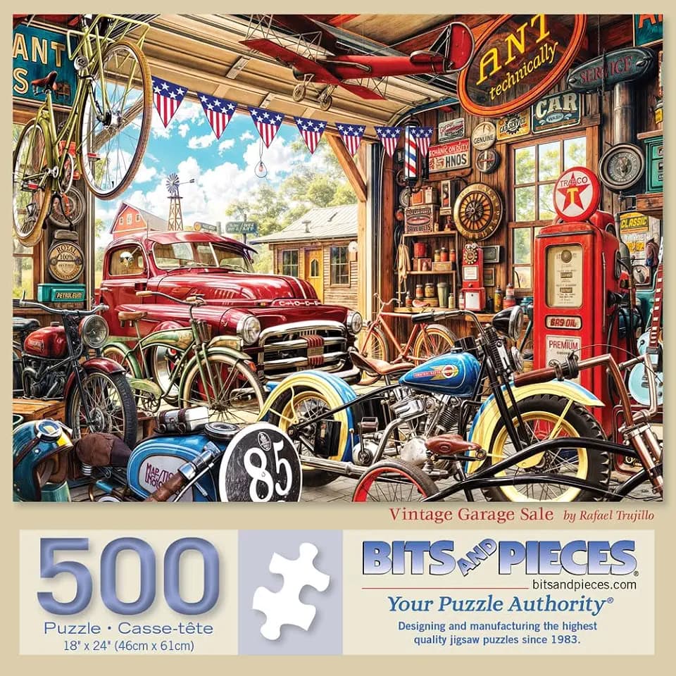 Bits and Pieces Jigsaw Puzzles for Adults 500 Pieces - Vintage Garage Sale