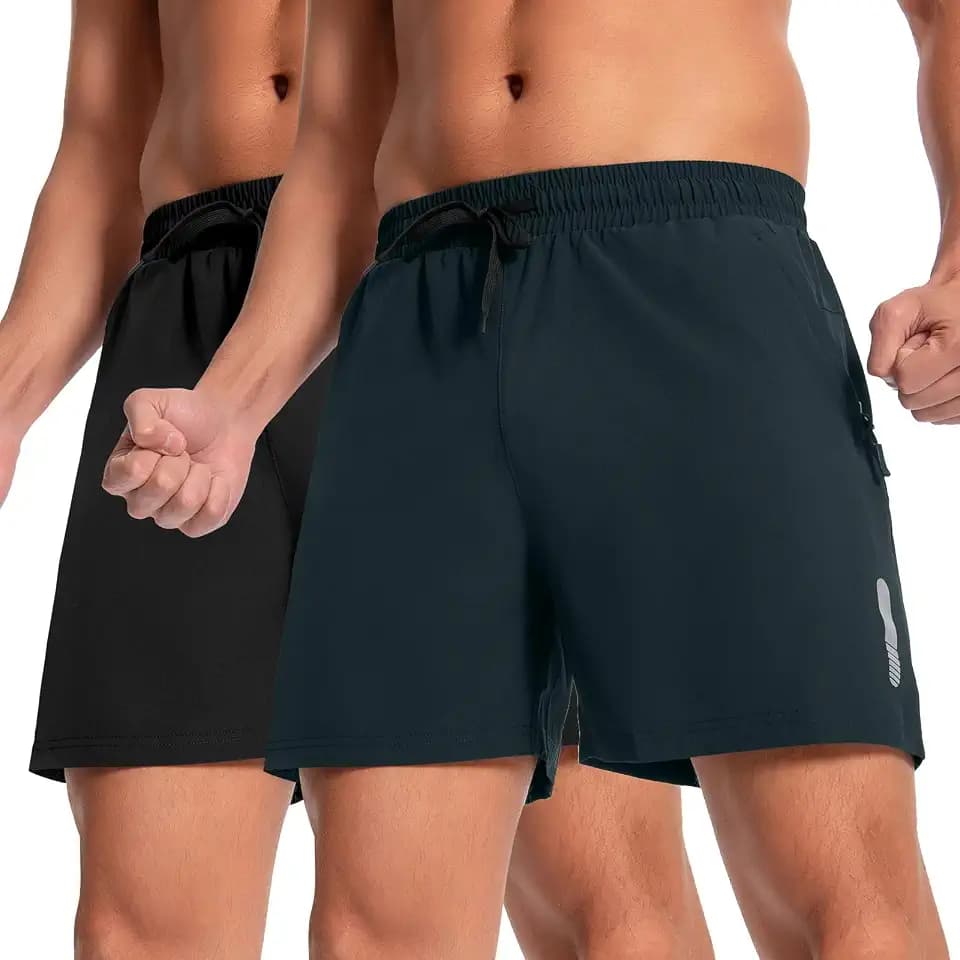 Boyzn Männer 2er Pack 5"/7" Schnell trocknende Wandershorts Komfortabler elastischer Bund mit Reißverschlusstaschen für Sommer Outdoor-Reisen & Bequeme Freizeit